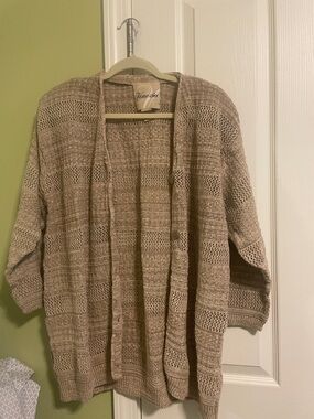 Venezia Open-Weave Lightweight Cardigan - Beige Taupe